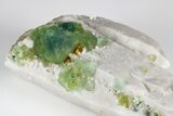 Green, Octahedral Fluorite on Milky Quartz - Inner Mongolia #181710-3